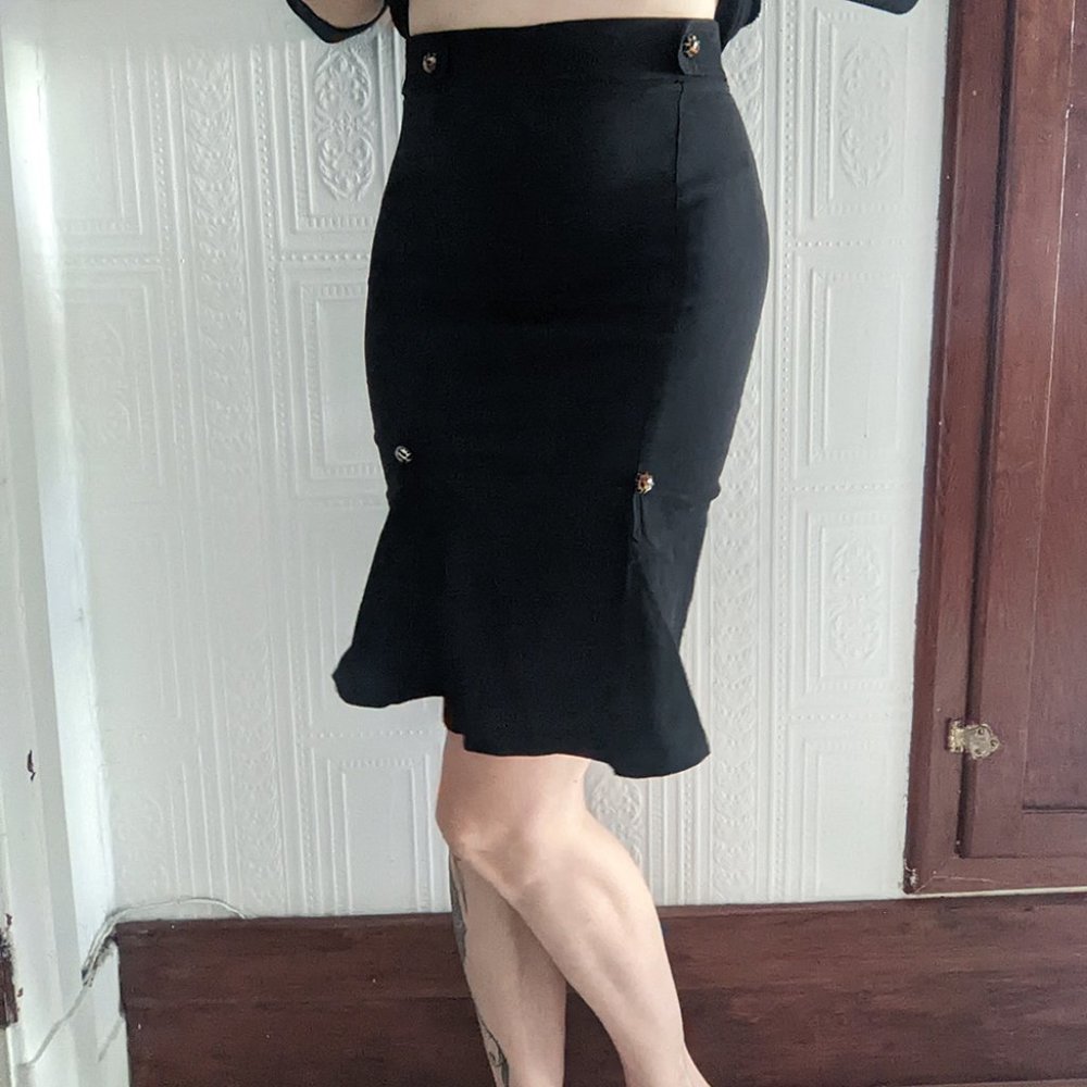 Living Dead Souls black pencil skirt with leopard
